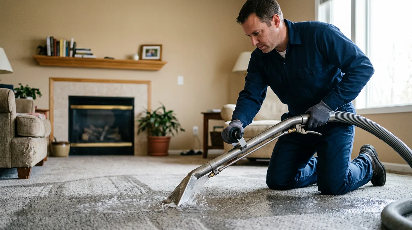 Water damage restoration technician working near Gilberton, PA